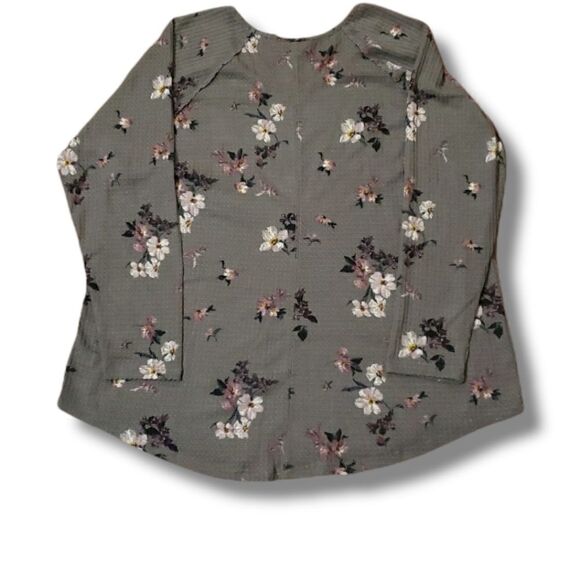 Torrid Purple Floral Long Sleeve Grey Waffle Top Sz 3 - Picture 6 of 6